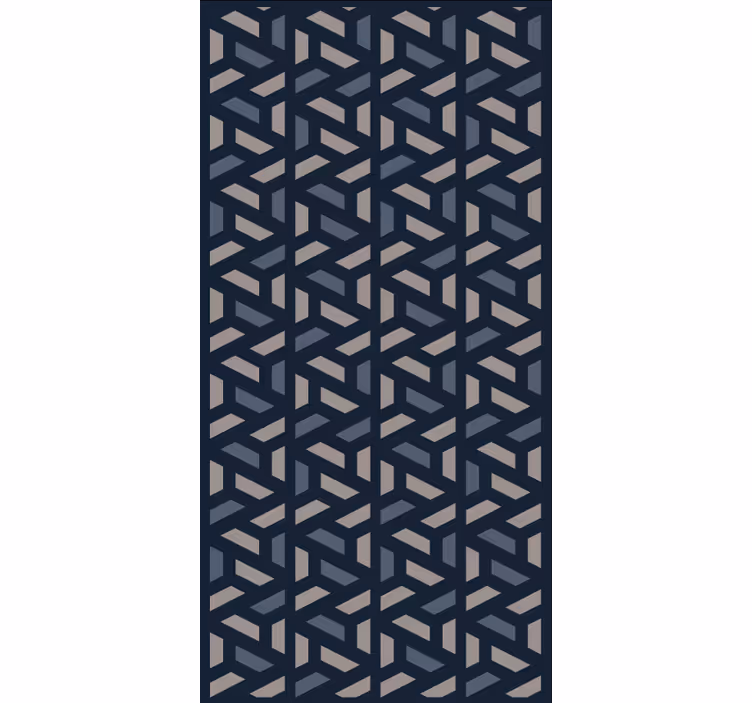 Papel tapiz comedor patrón geométrico azul y gris - TenVinilo