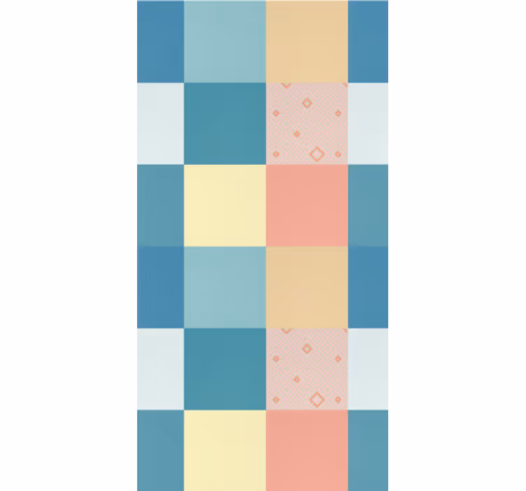 Papel tapiz comedor cuadros geométricos pastel - TenVinilo