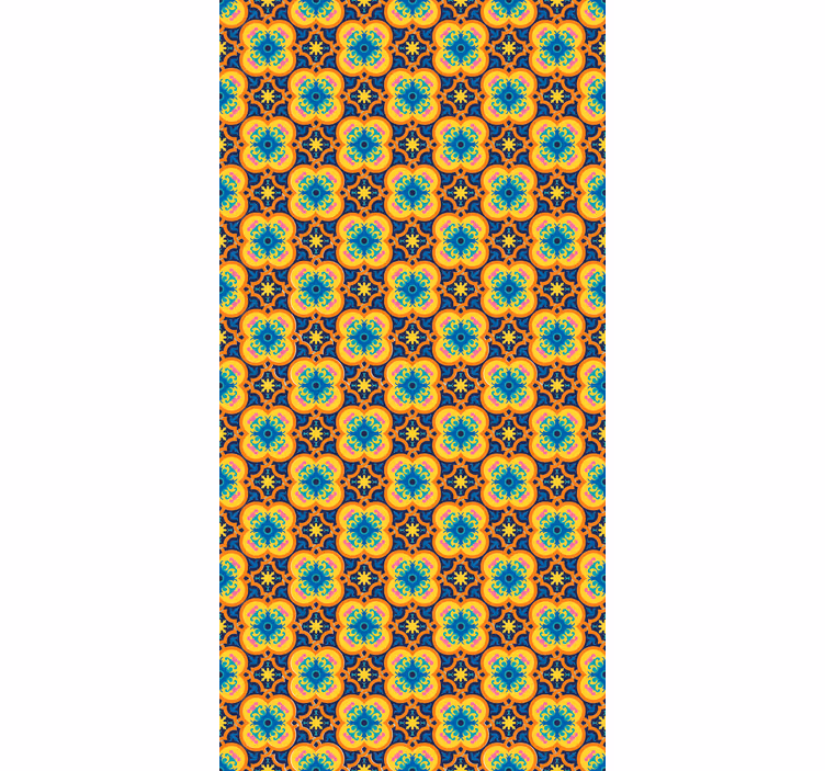 Papel tapiz textura patrón boho oriental amarillo y azul - TenVinilo