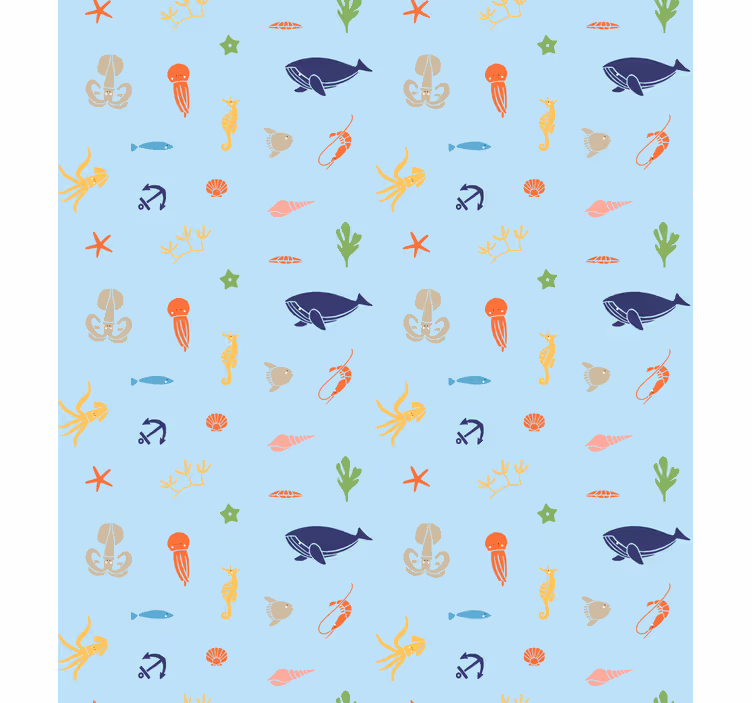 Papel tapiz infantil animales marinos minimalistas - TenVinilo