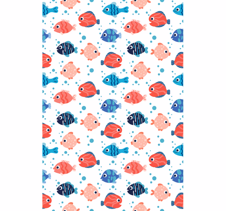 Papel tapiz infantil peces rosas y azules - TenVinilo