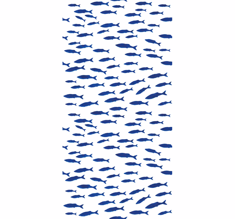 Papel tapiz infantil patrón de peces en cardumen - TenVinilo