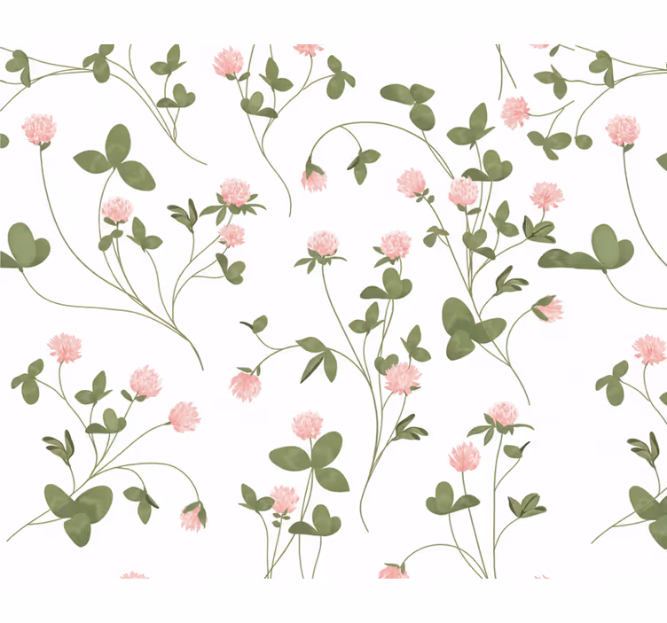 Papel tapiz para sala trébol rosa delicado - TenVinilo