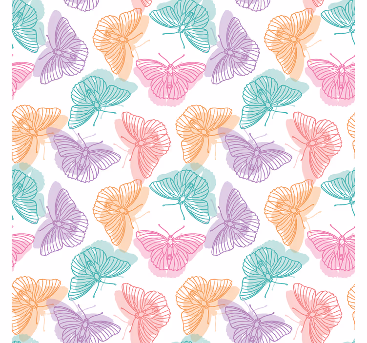 Papel tapiz mariposas silueta colorida - TenVinilo