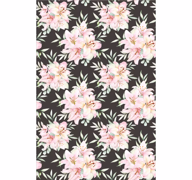 Papel tapiz pasillo lirios acuarelados florales - TenVinilo