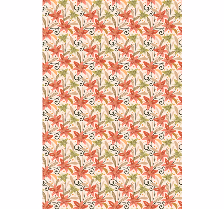 Papel tapiz pasillo con diseño floral vibrante - TenVinilo