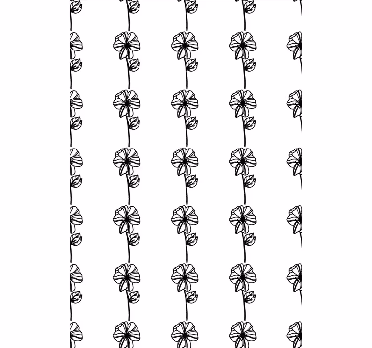 Papel tapiz pasillo flores verticales negras - TenVinilo
