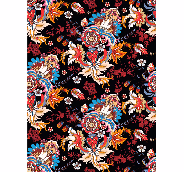 Papel tapiz pasillo motivo floral vibrante - TenVinilo
