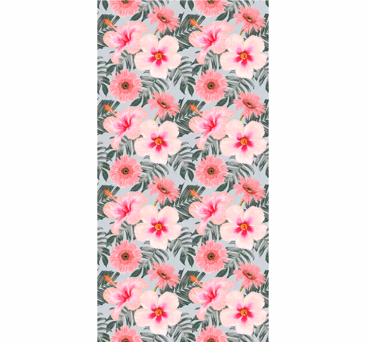 Papel tapiz pasillo hibisco y flores - TenVinilo
