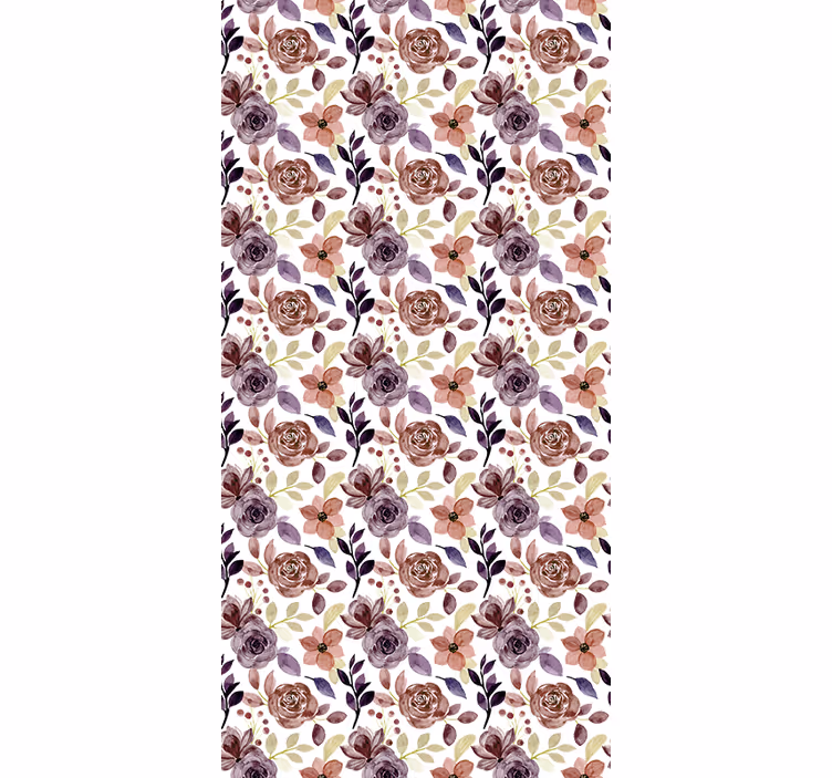 Papel tapiz pasillo patrón de rosas y flores - TenVinilo