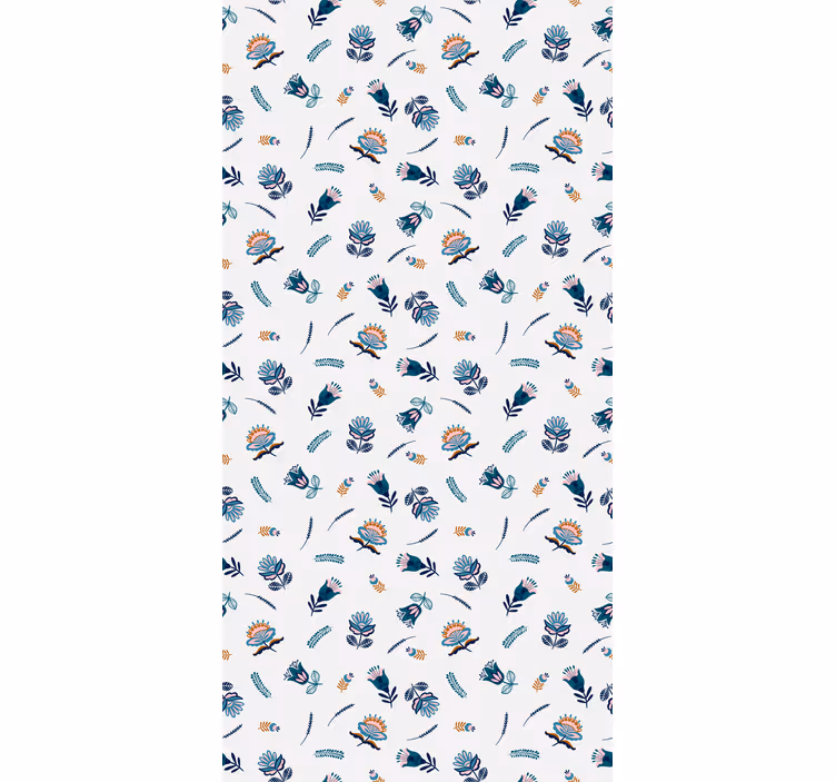 Papel tapiz pasillo motivo de arte popular azul - TenVinilo