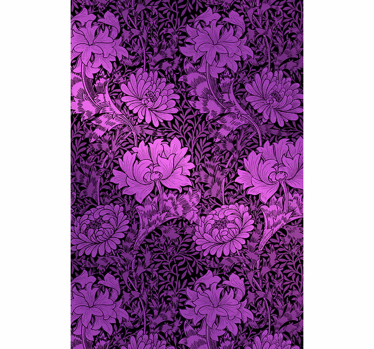 Papel tapiz pasillo motivo botánico morado - TenVinilo