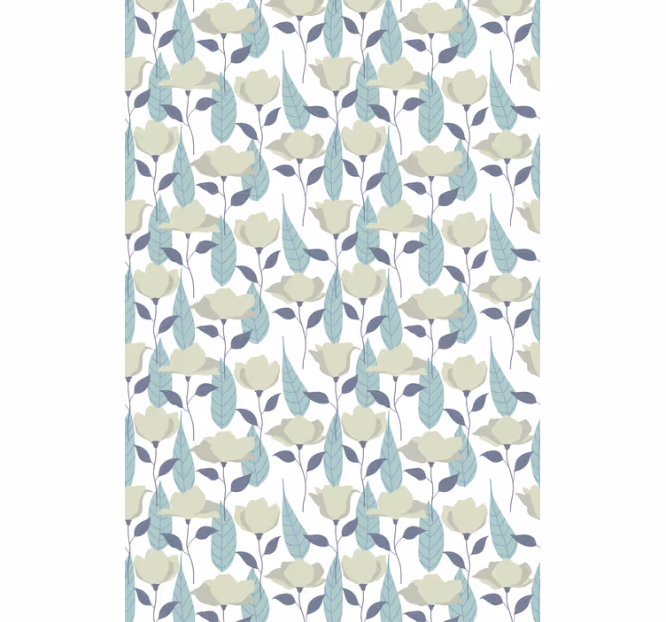 Papel tapiz nórdico patrón de plantas en tonos pastel - TenVinilo