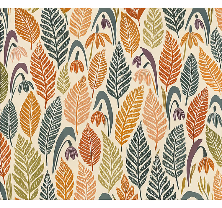 Papel tapiz nórdico flores de campanilla multicolor - TenVinilo