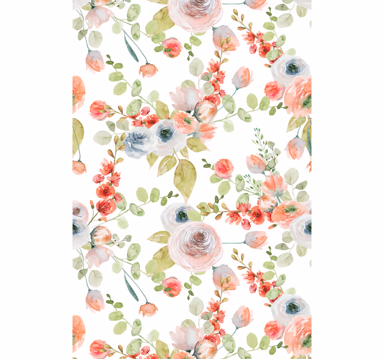Papel tapiz clásico ramas florales - TenVinilo