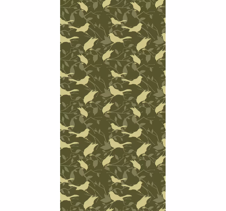 Papel tapiz clásico diseño de pájaros verdes victoriano - TenVinilo