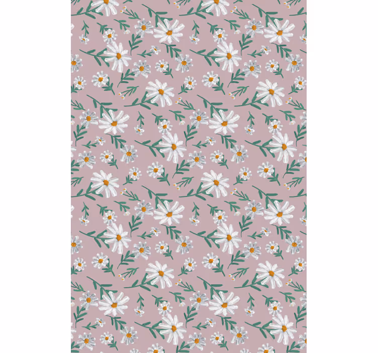Papel tapiz para sala flor margarita rosa 70's - TenVinilo