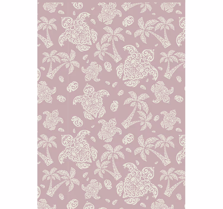Papel tapiz para sala patrón de tortuga y palmera - TenVinilo