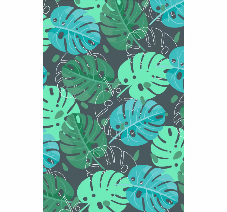 Papel tapiz para sala patrón de hojas tropicales - TenVinilo