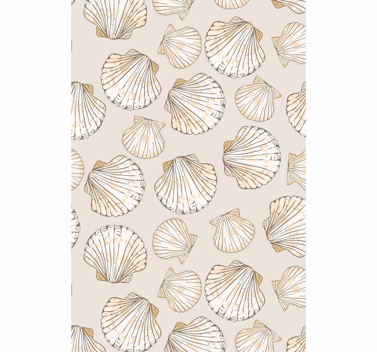 Papel tapiz para sala patrón de conchas - TenVinilo