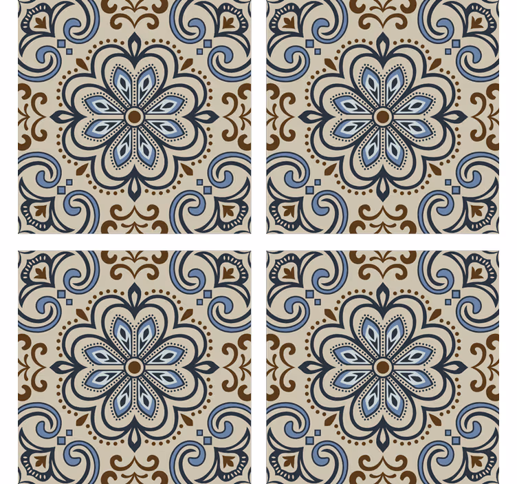 Papel tapiz azulejos azulejos florales - TenVinilo