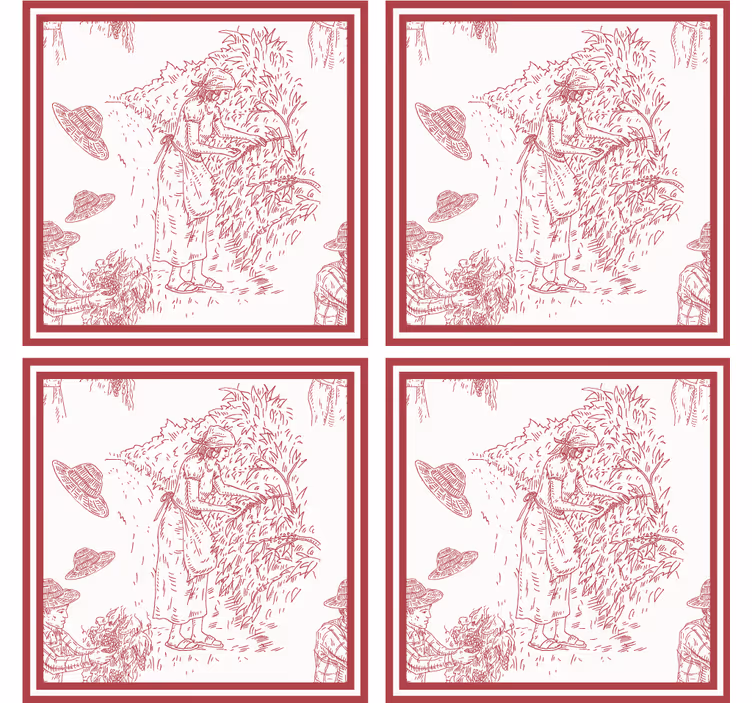 Papel tapiz vintage ilustración de paisaje rústico - TenVinilo