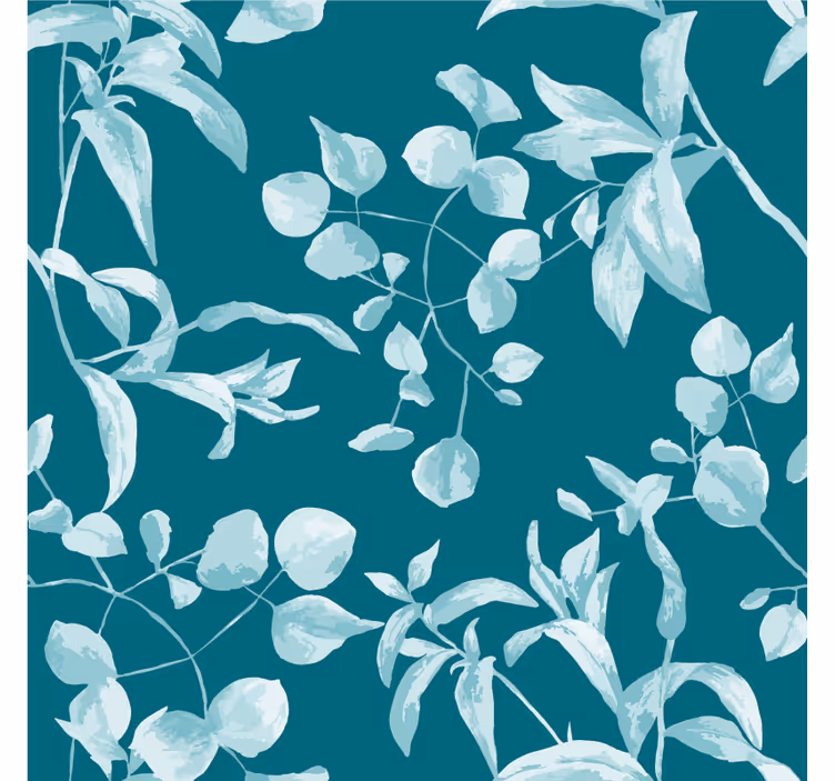 Papel tapiz flores diseño acuarela azul - TenVinilo