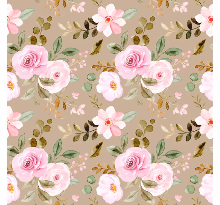 Papel tapiz flores rosas beige vintage - TenVinilo