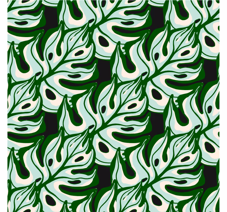 Papel tapiz flores diseño floral negro y verde - TenVinilo