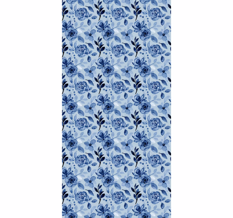 Papel tapiz oficina azul vintage sobre azul - TenVinilo