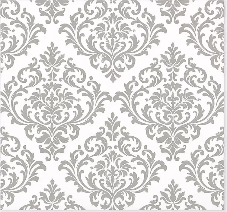 Papel tapiz para sala patrón barroco gris - TenVinilo