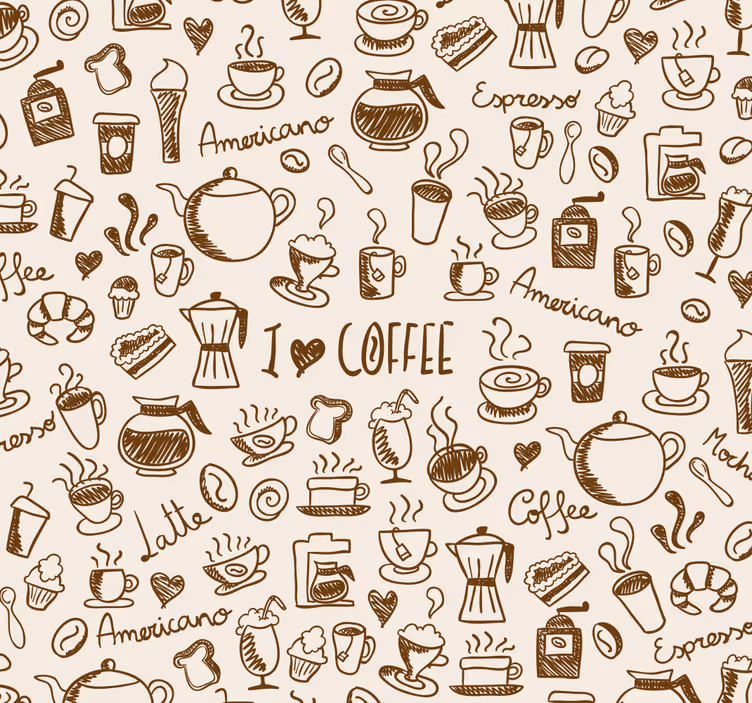 Papel tapiz cocina patrón de café - TenVinilo