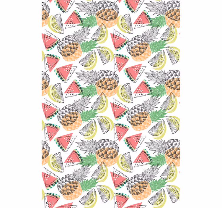 Papel tapiz moderno patrón colorido de frutas de verano - TenVinilo