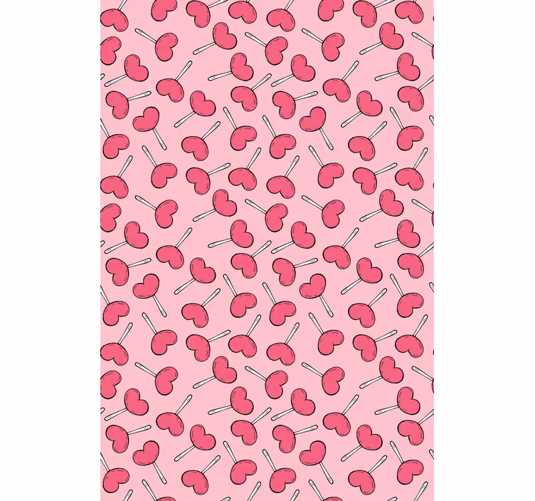 Papel tapiz moderno chupetines en forma de corazón - TenVinilo