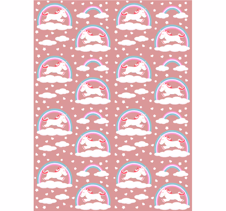 Papel tapiz infantil tema de unicornio mágico - TenVinilo