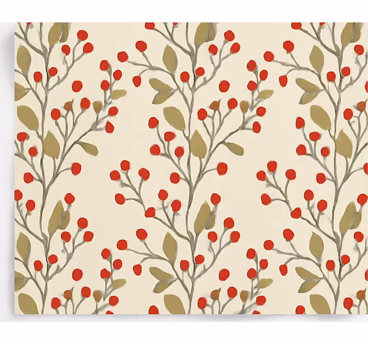 Papel tapiz comedor hojas florales de bayas - TenVinilo