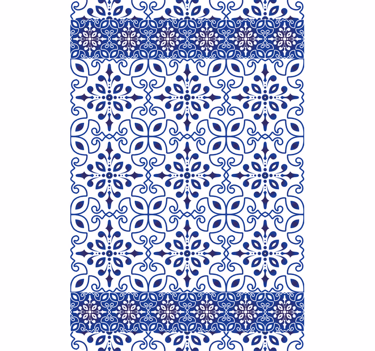 Papel tapiz baño azulejos azules ornamentales - TenVinilo