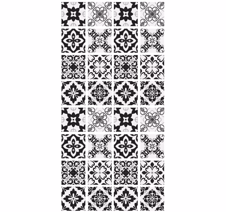 Papel tapiz cocina baldosas blanco y negro - TenVinilo