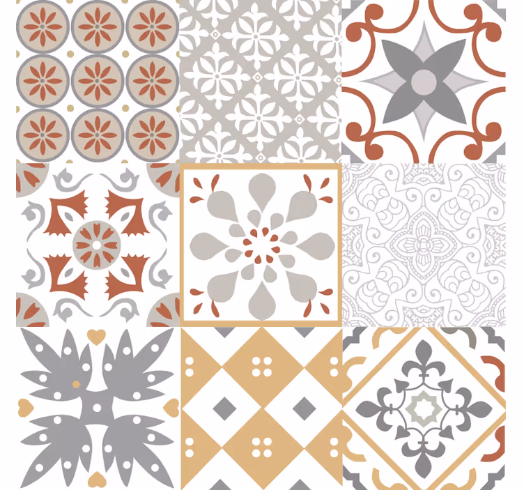 Papel tapiz cocina mosaico naranja - TenVinilo