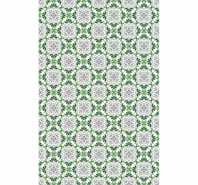 Papel tapiz cocina mosaico floral verde - TenVinilo