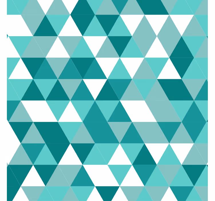 Papel tapiz para sala tonos triangulares turquesa - TenVinilo