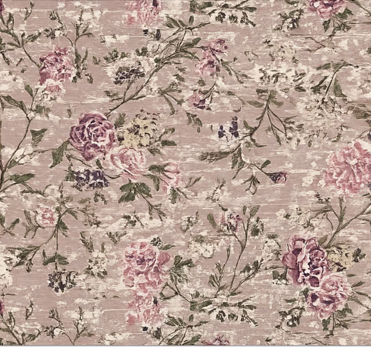 Papel tapiz para sala floral vintage púrpura - TenVinilo