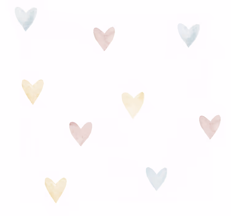 Papel tapiz recámara matrimonial corazones pastel acuarelados - TenVinilo