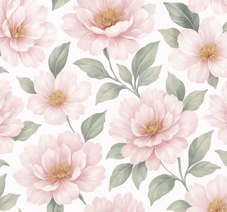 Papel tapiz para sala peonía pastel floral - TenVinilo