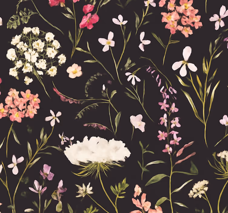 Papel tapiz para sala flores de primavera oscuras - TenVinilo
