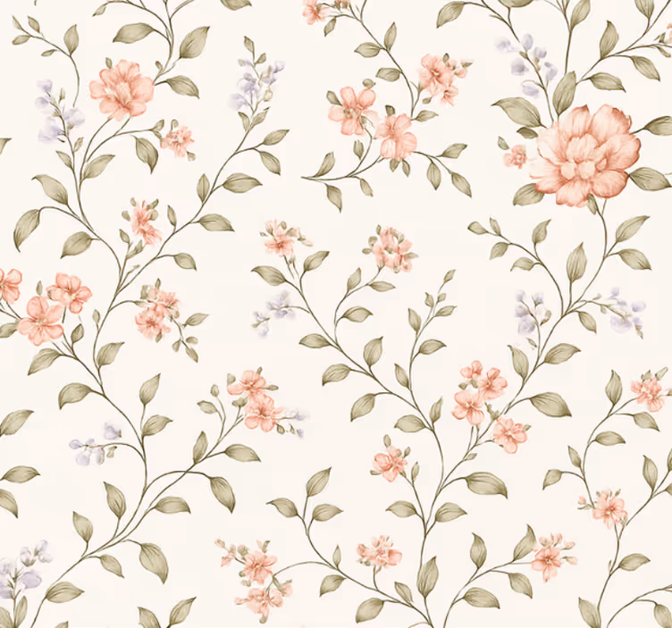 Papel tapiz para sala flores caprichosas - TenVinilo