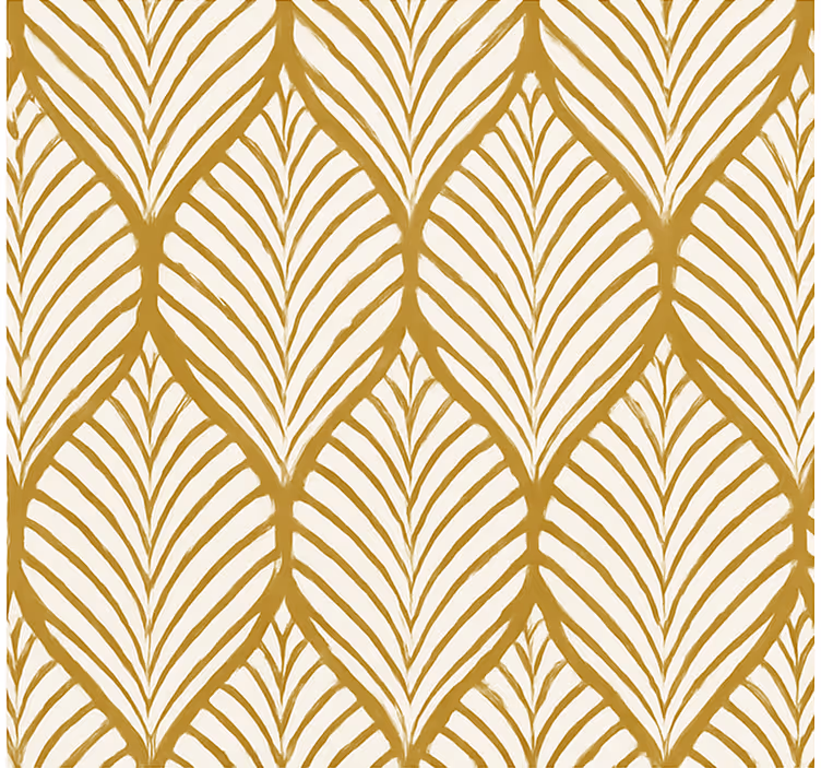Papel tapiz moderno motivo geométrico de hojas doradas - TenVinilo