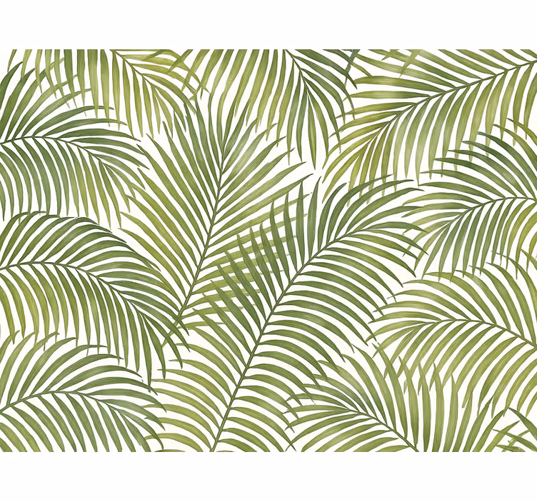 Papel tapiz hojas frondas de palma verdes - TenVinilo