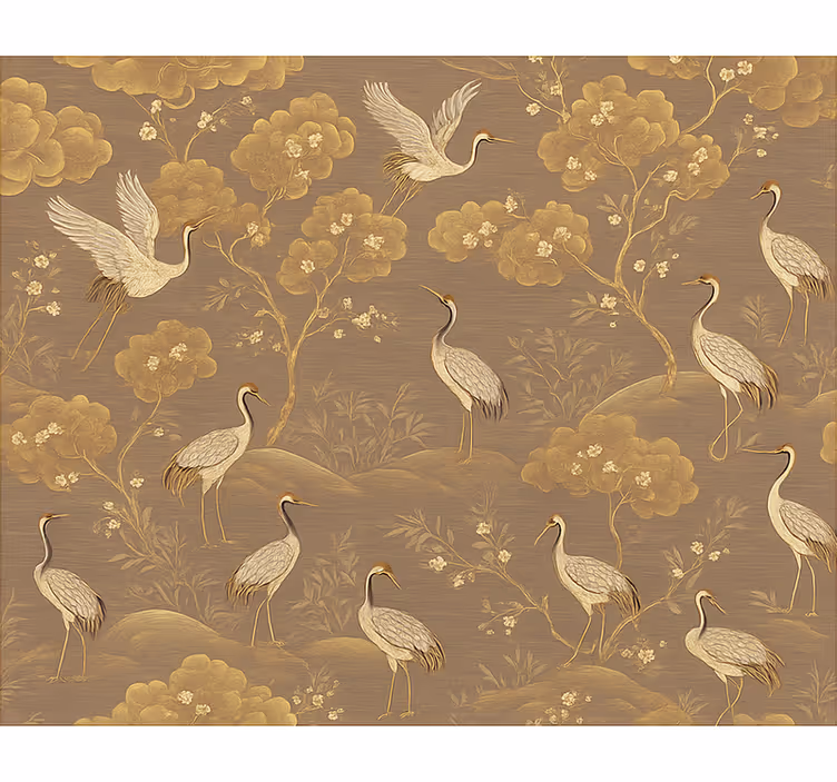 Papel tapiz recámara matrimonial paisaje asiático antiguo - TenVinilo