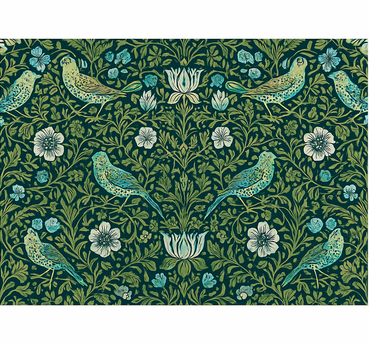 Papel tapiz recámara matrimonial floral y pájaro - TenVinilo